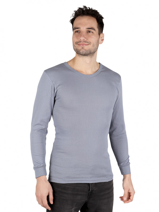 Levně Pánské triko s dlouhým rukávem JAN šedé - Pánské triko s dlouhým rukávem JAN šedé 043 58
