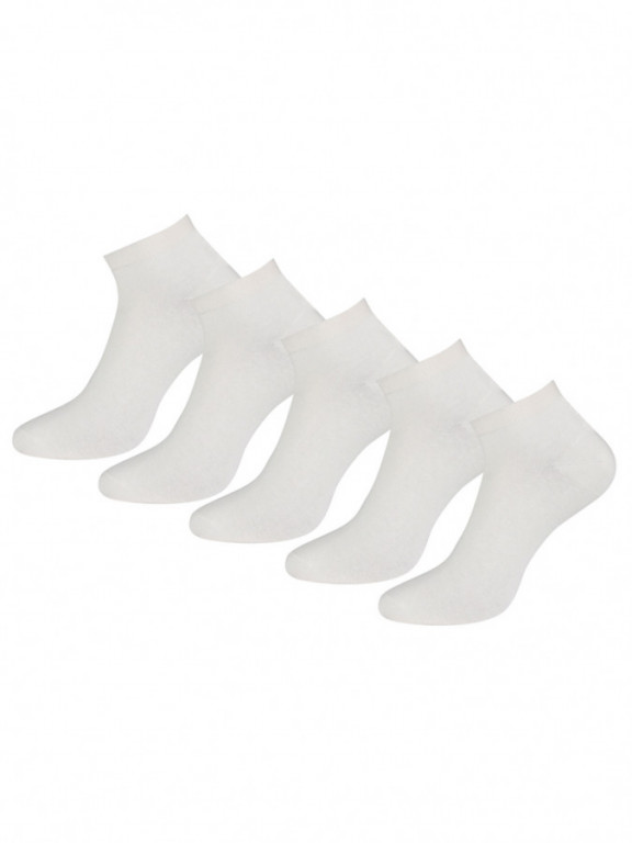 5 PACK vyšších kotníkových ponožek bílých č.1