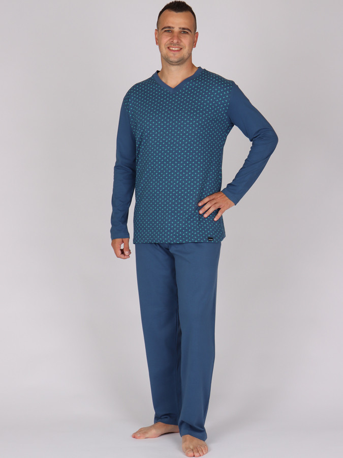 Levně Pánské dlouhé pyžamo P DIEGO 912 - P DIEGO 912 XL