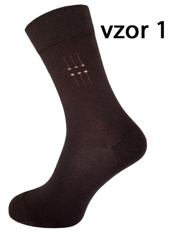 Pánské ponožky 5074 tmavě hnědé vzor 1 č.1