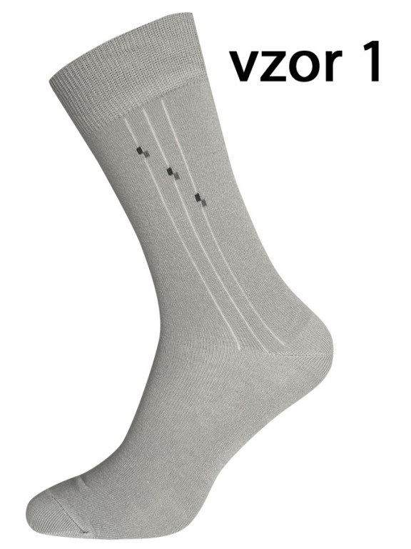 Pánské ponožky 5074 světle šedé vzor 1 č.1