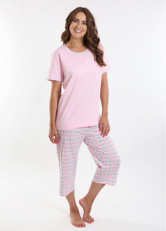 Dámské kárované pyžamo TEANA růžové č.2