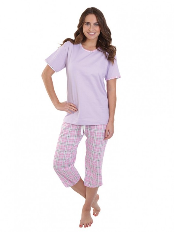 Dámské kárované pyžamo TEANA fialové č.1