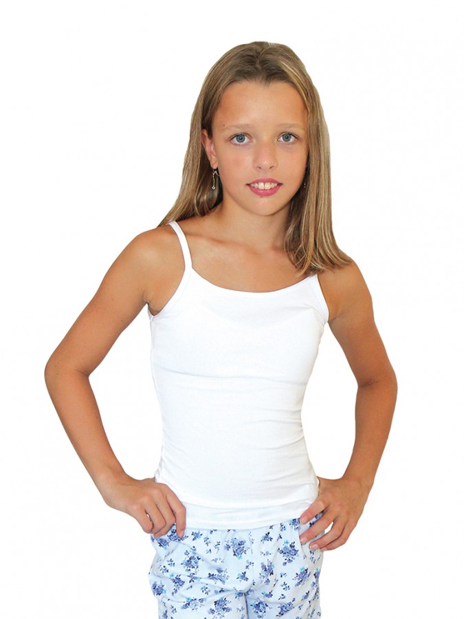 Levně Dívčí elastická košilka 7004 bílá - TOP7004 D 2101 XXS
