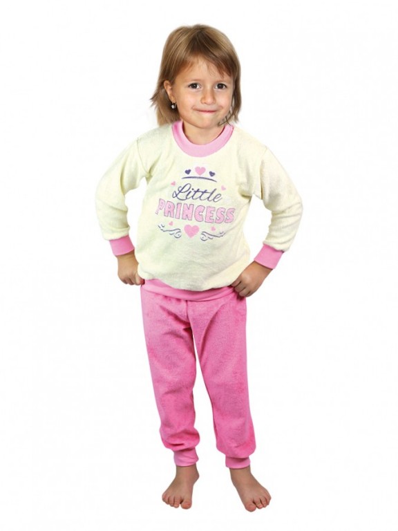 Dětské froté pyžamo žluto-růžové č.1