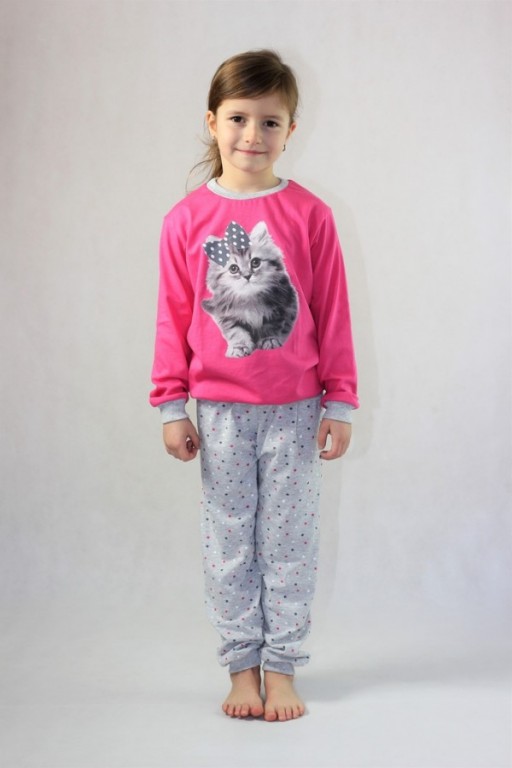 Dětské dlouhé pyžamo KITTY růžové č.2