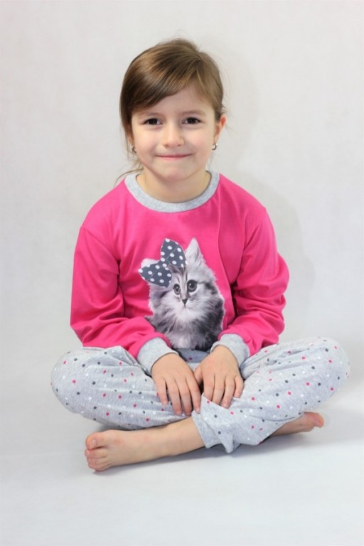 Dětské dlouhé pyžamo KITTY růžové č.3