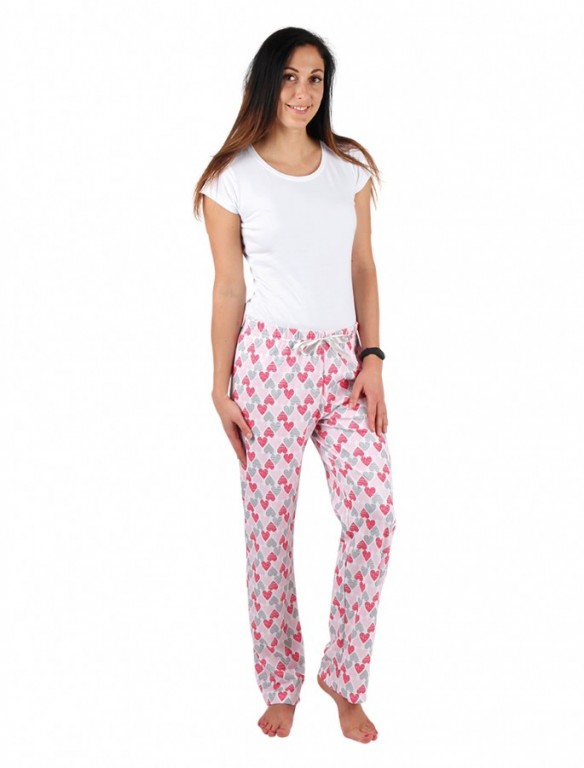 Dámské pyžamové kalhoty ZOE srdíčka růžové č.1
