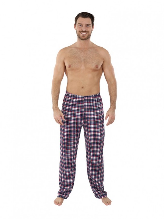 Pánské pyžamové kalhoty P1419 modro-vínové káro č.1