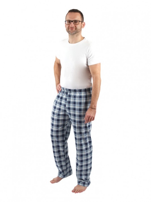 Pánské pyžamové kalhoty P1419 modré káro č.1
