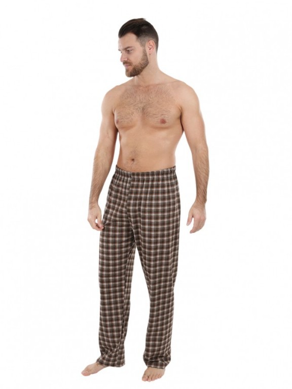 Pánské pyžamové kalhoty P1419 hnědé káro č.1