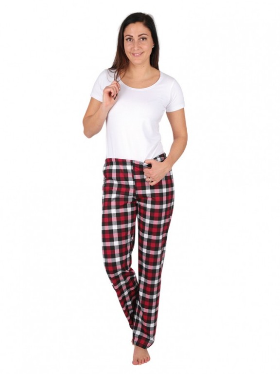 Dámské pyžamové kalhoty ZOE černo-červená kostka č.2